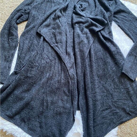 Barefoot Dreams Cozy Chic Lite Waterfall Drape Open Front Black Cardigan Small - Picture 3 of 10